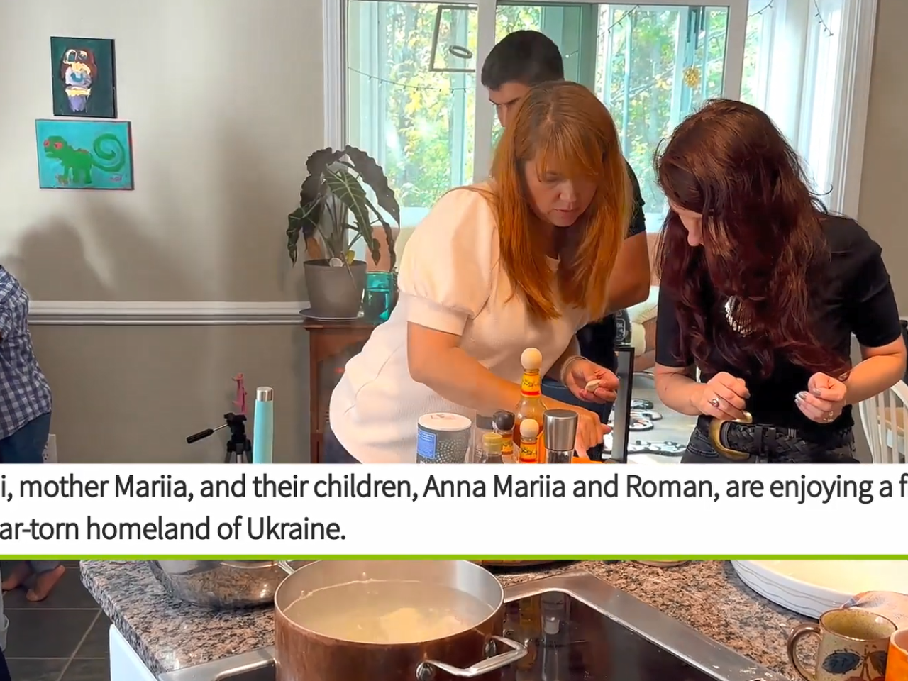 Family cooking in a kitchen