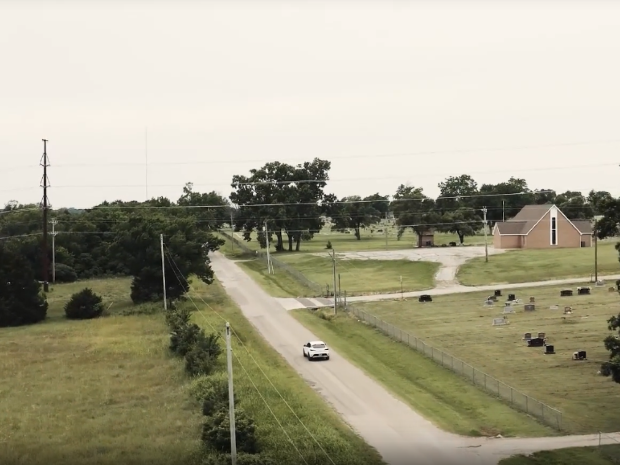 Car driving down a road