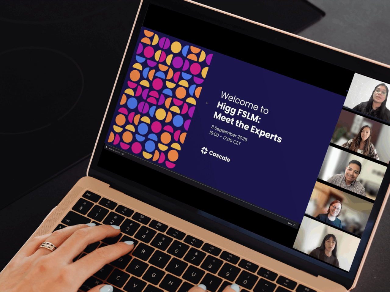 open laptop with webinar up