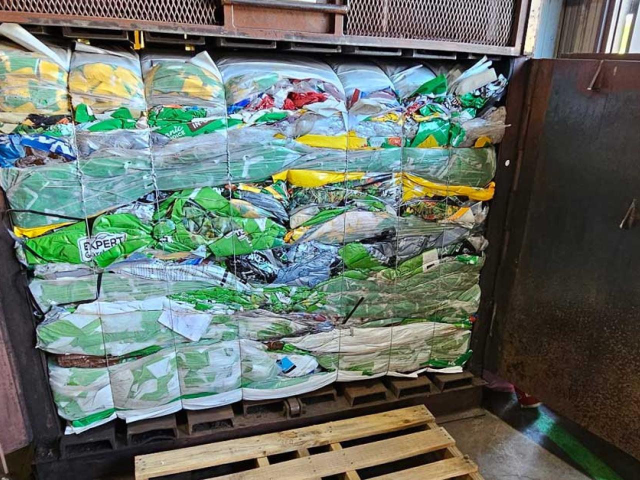 Stacks of recycled plastic