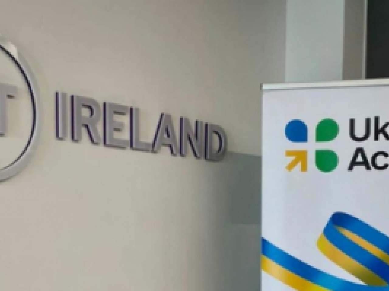 BT Ireland logo and Ukrainian Action Banner