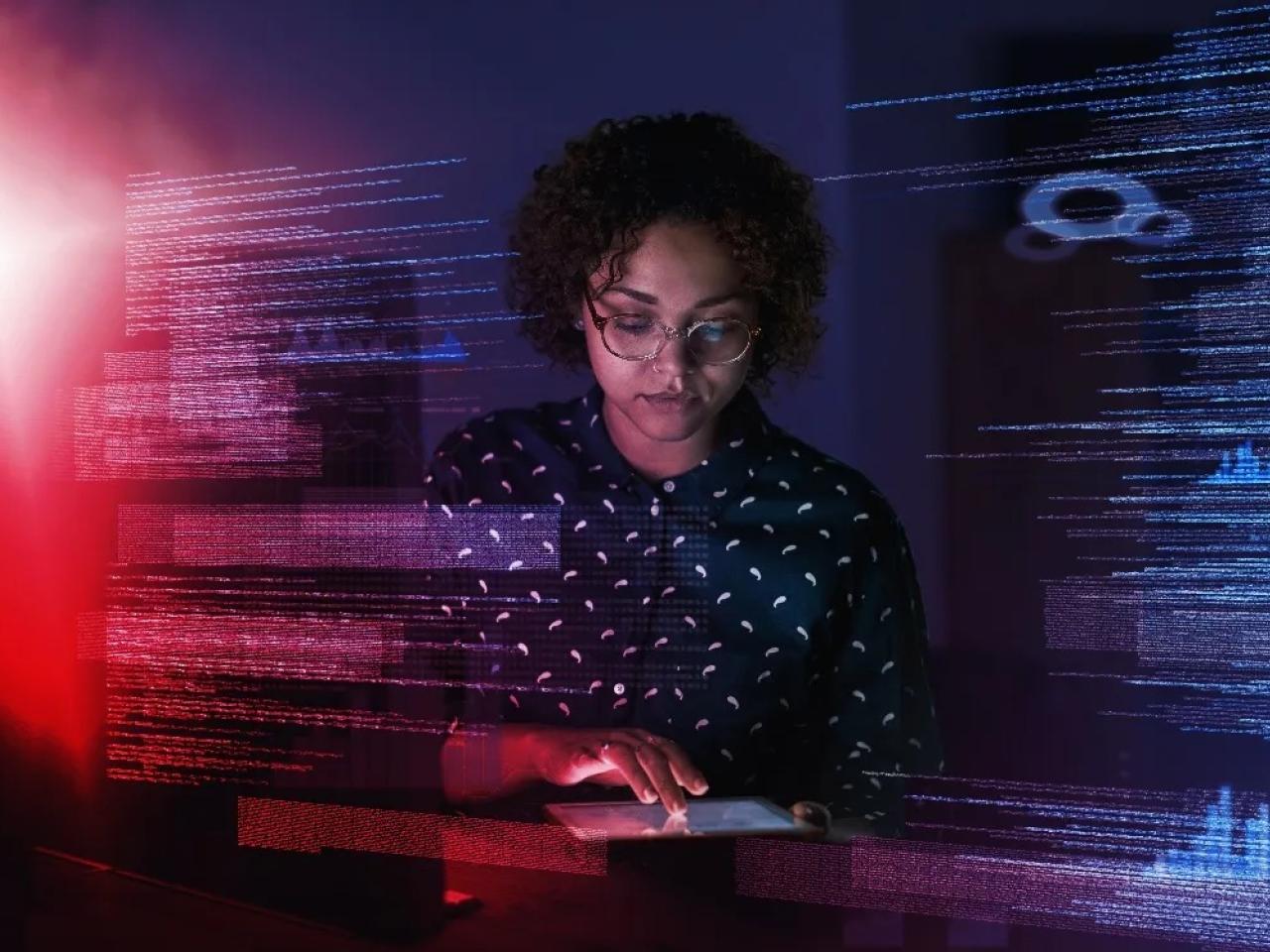 person working on computer