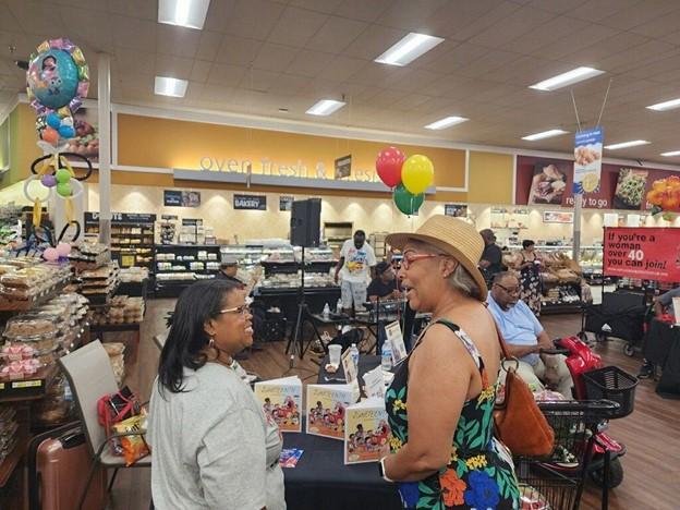 A group of people in a store