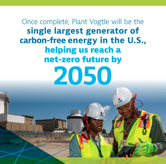 Once complete, Plant Vogtle will be the single largest generator of carbon-free energy in the U.S., helping us reach a net-zero future by 2050