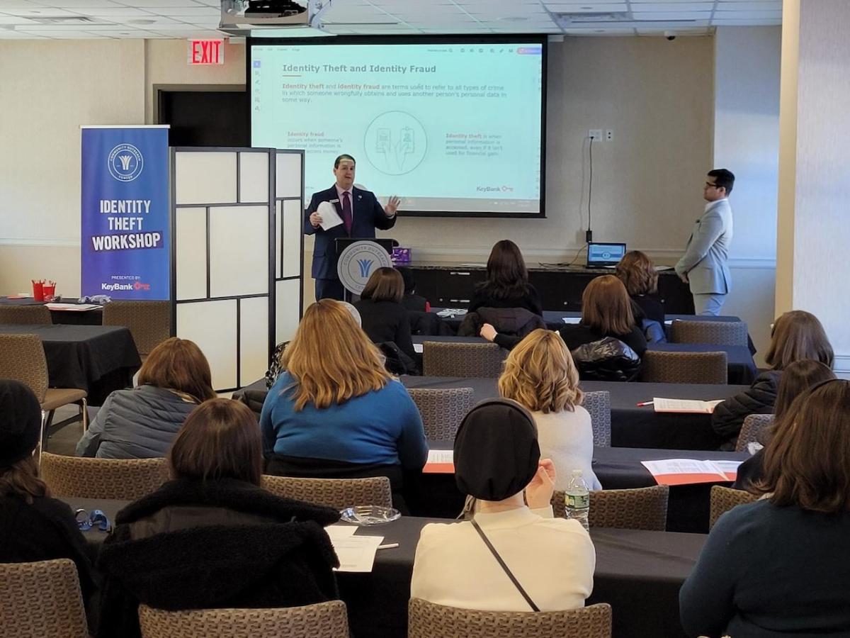 KeyBank’s Gary Wawrzycki shares tips for preventing identity theft and fraud to an audience at Community Outreach Center in Monsey, N.Y.