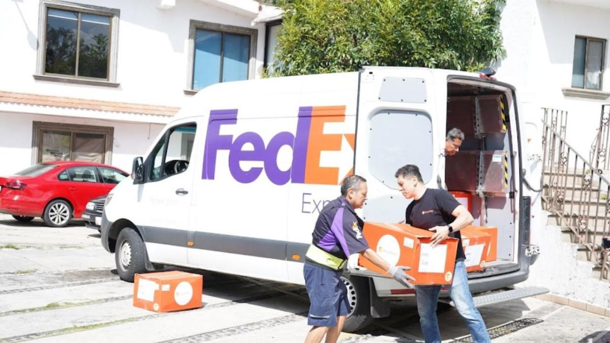 Unloading supplies from FedEx truck