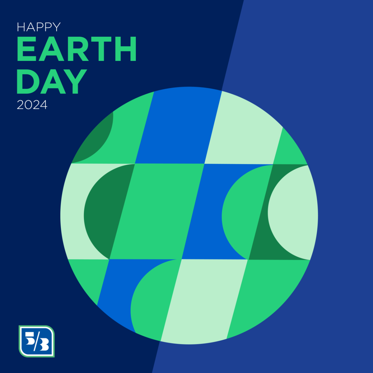 Earth Day, with modern green and blue circle