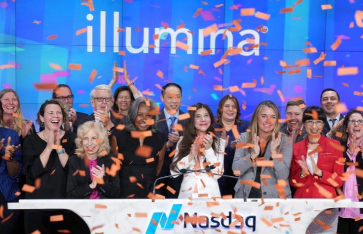 Illumina team ringing the opening bell for trading.