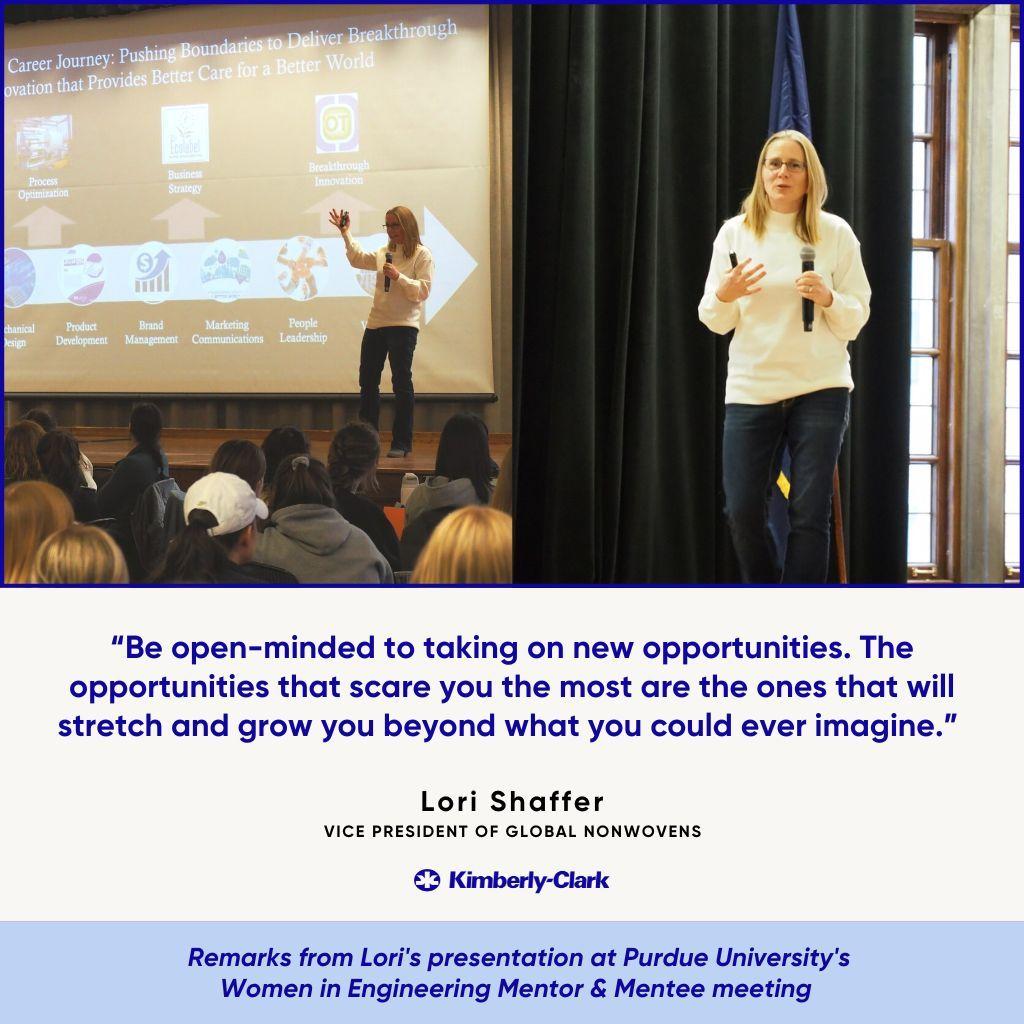 Lori Shaffer speaking to Purdue University students 