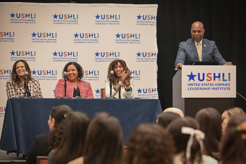 Panelists and a speaker at the United States Hispanic Leadership Institute (USHLI) Conference