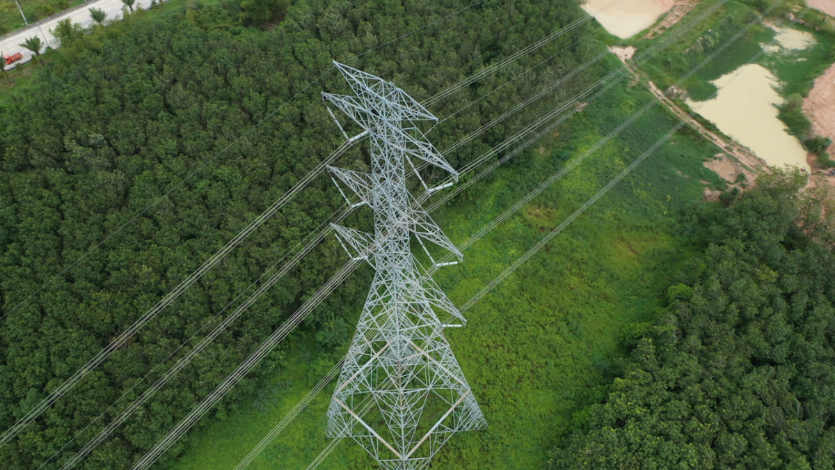 Aerial shot of powerlines
