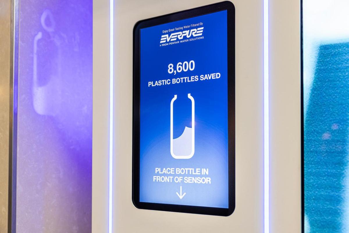 Digital screen displays plastic waste reduction impact