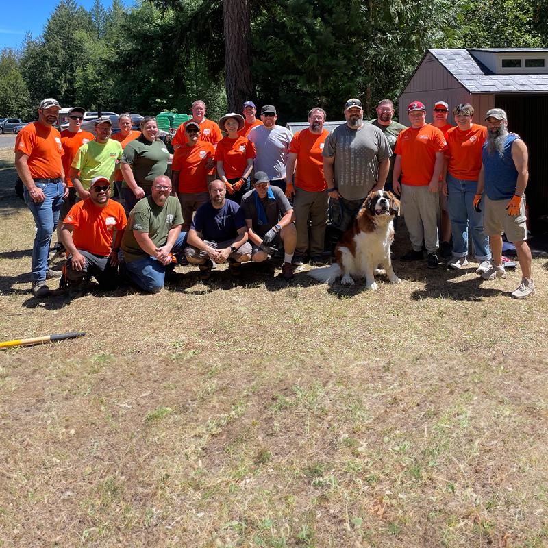 Team Depot Seattle volunteers shown after restoring a veteran's home.