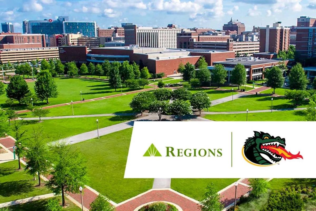 UAB campus with Regions Bank logo