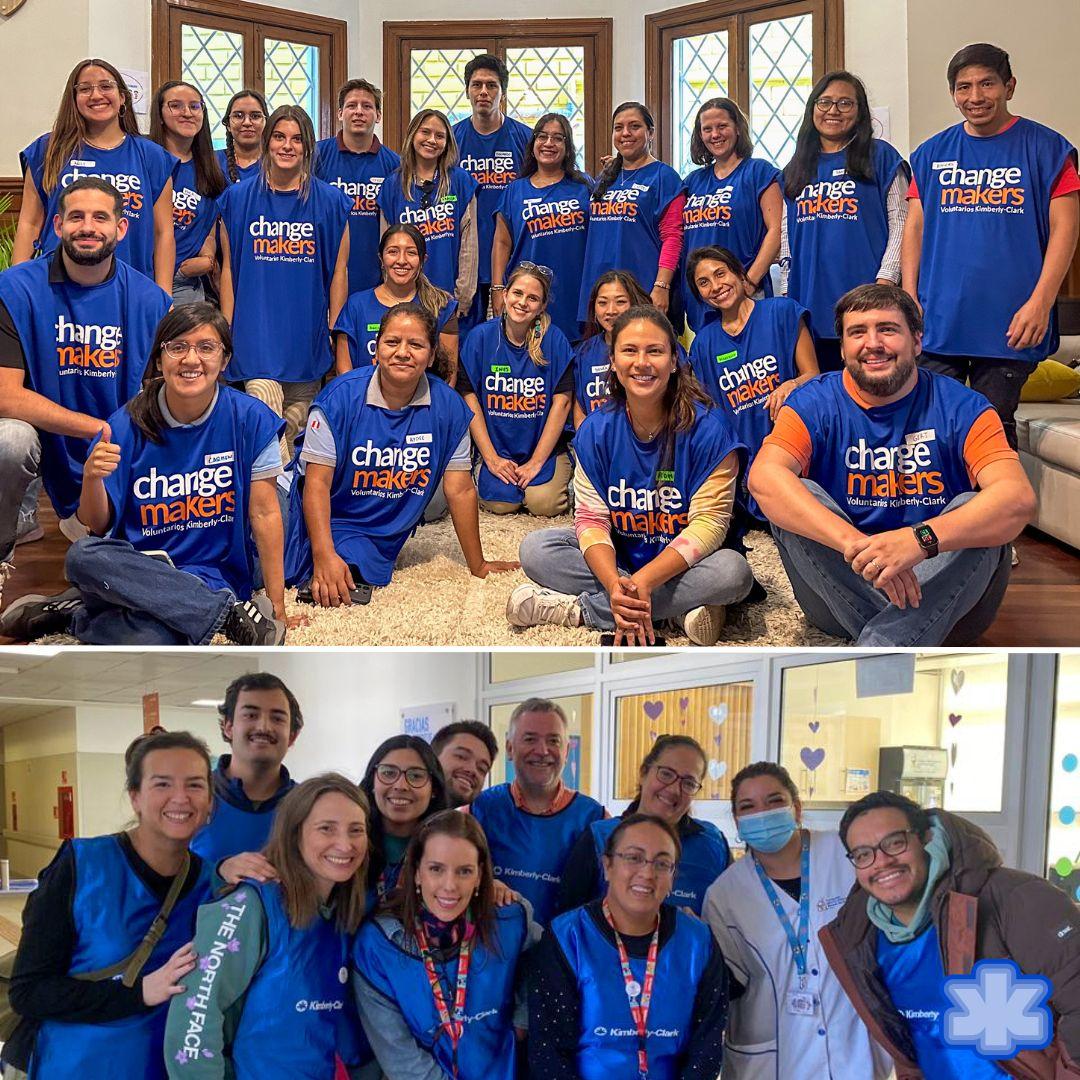 Collage of groups of volunteers posed.