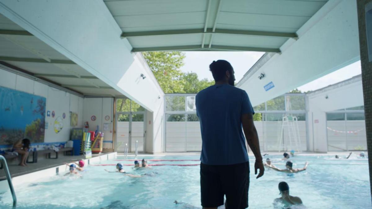 swimming pool with swimmers