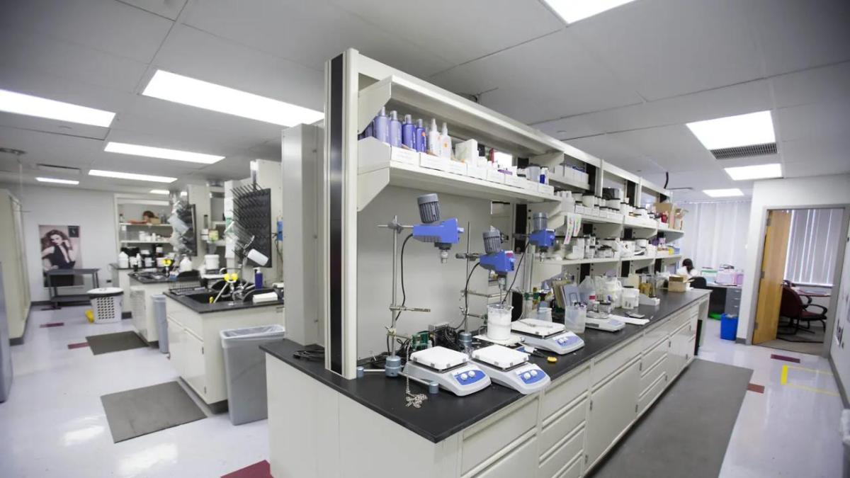 A commercial lab with equipment on the counters.