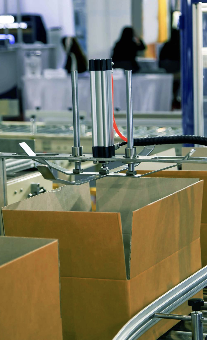 cardboard boxes on a conveyor belt
