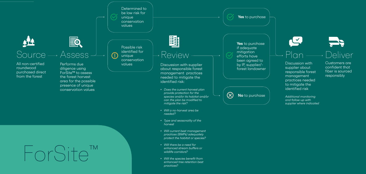 "ForSite" flow chart with information on "Source" "Assess" "Review" "Plan" and "Deliver".