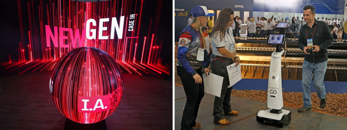 Collage of New Gen I.A. and people around a robot