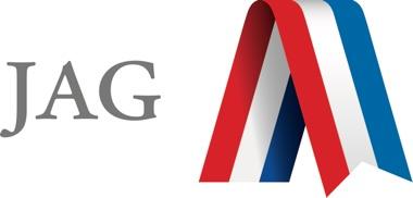 JAG (Jobs for America's Graduates) logo with red, white and blue ribbon.