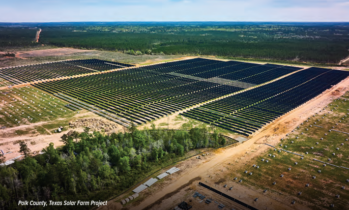 Aerial view of a large field of solar panels