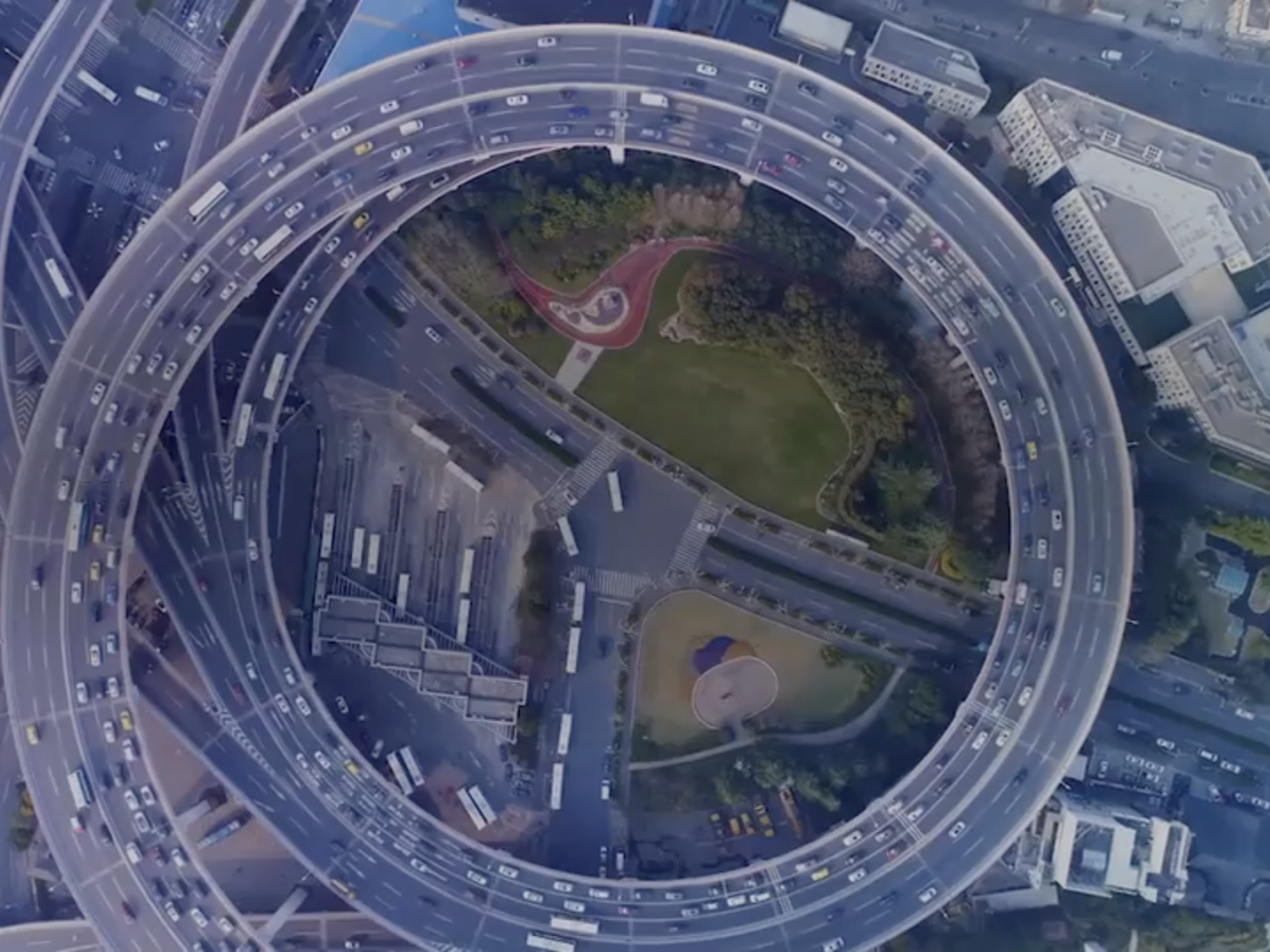 Aerial view of highway junctions