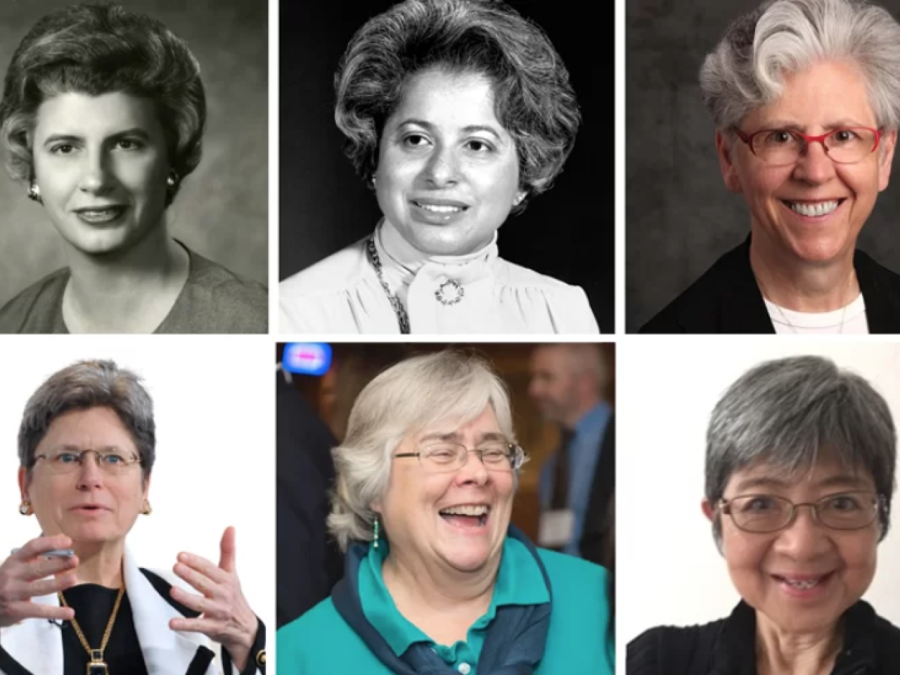 Trailblazing women mentioned in Amy’s article – (L to R, top row: Katherine Graham Peden, Patricia Harris, Sr. Corinne Florek; bottom row: Nancy Andrews, Julie Eades, Kirsten Moy)