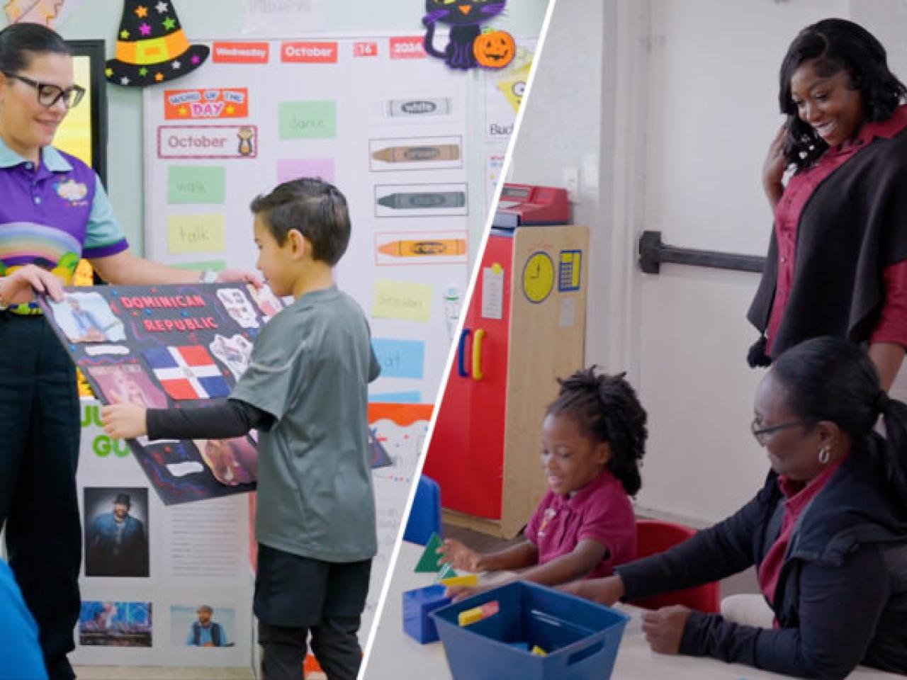Classroom with kids and teachers interacting