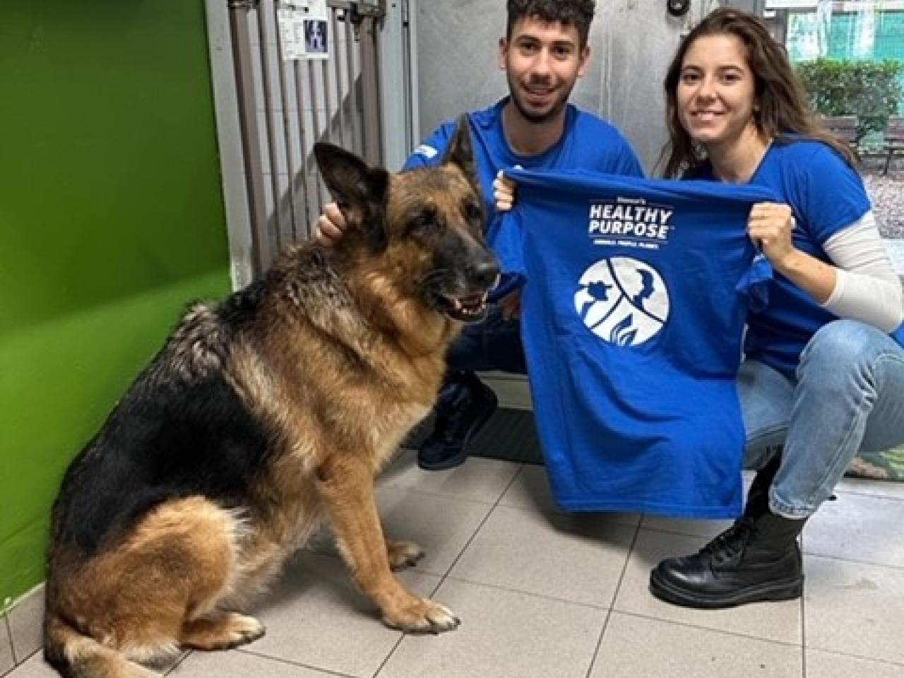 Elanco employees with dog 