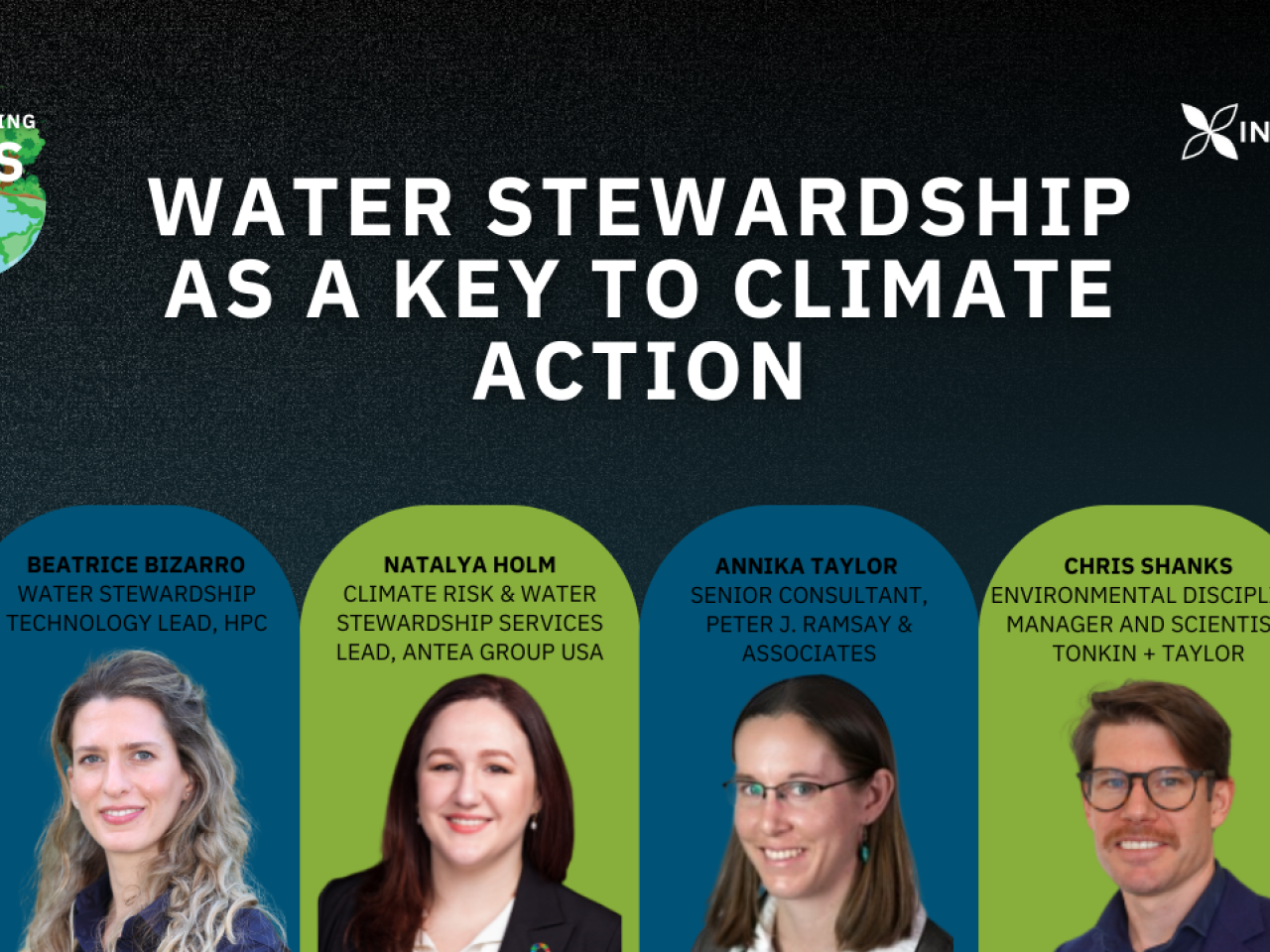 Banner with title text and headshots of featured speakers