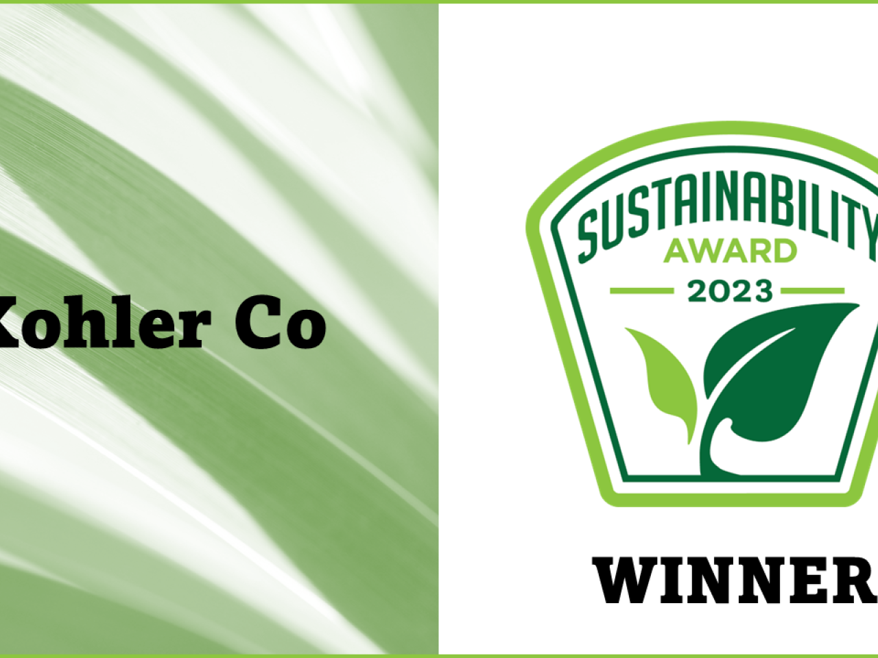 "Kohler Co Sustainability award 2023 winner"