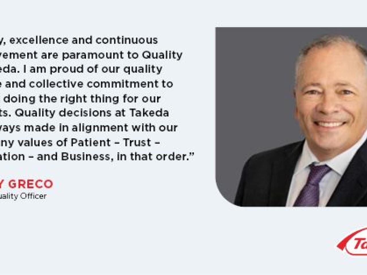 Jerry Greco, Takeda Global Quality Officer