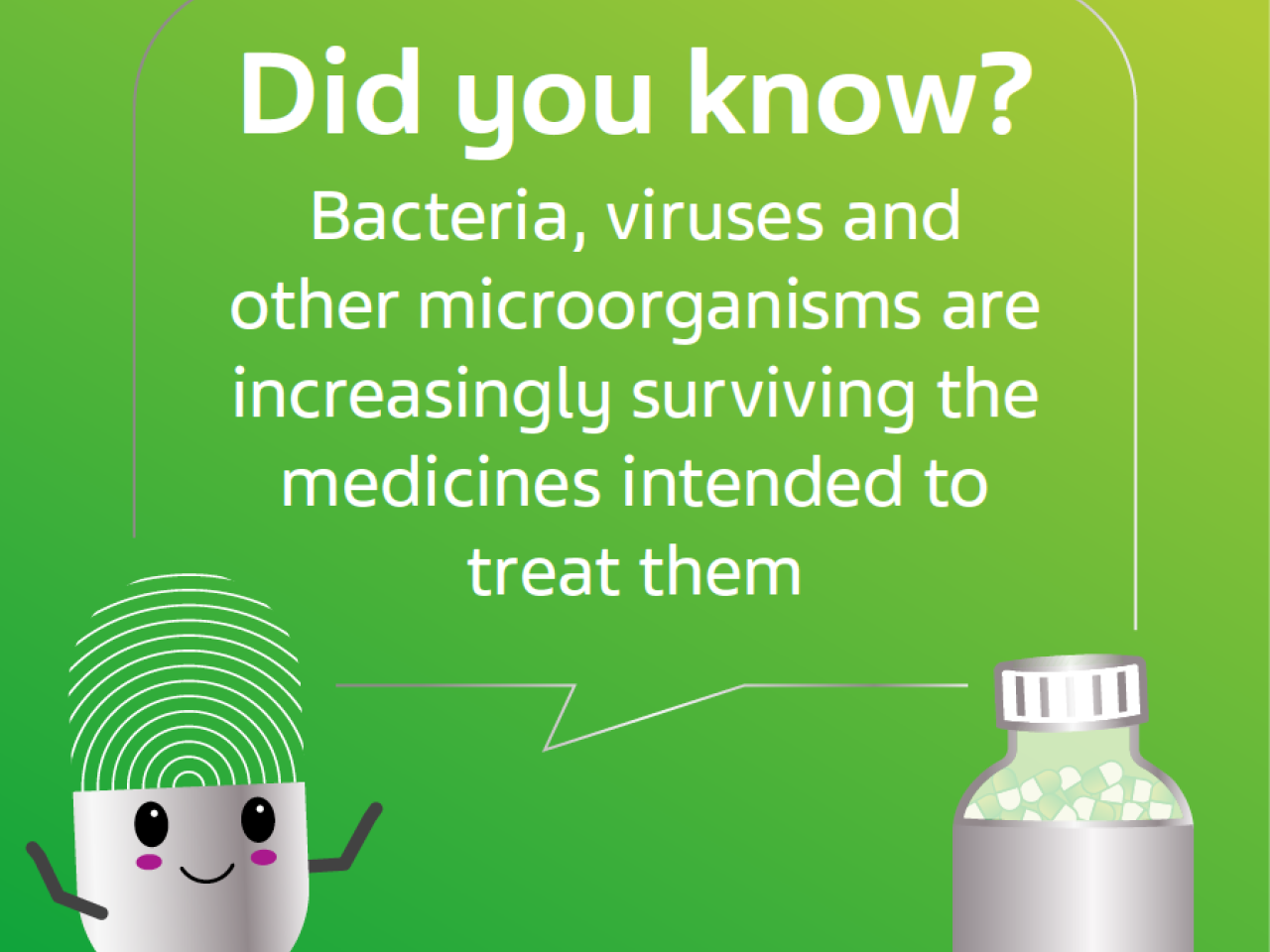 "Did you know? Bacteria, viruses and  other microorganisms are increasingly surviving the medicines intended to treat them"