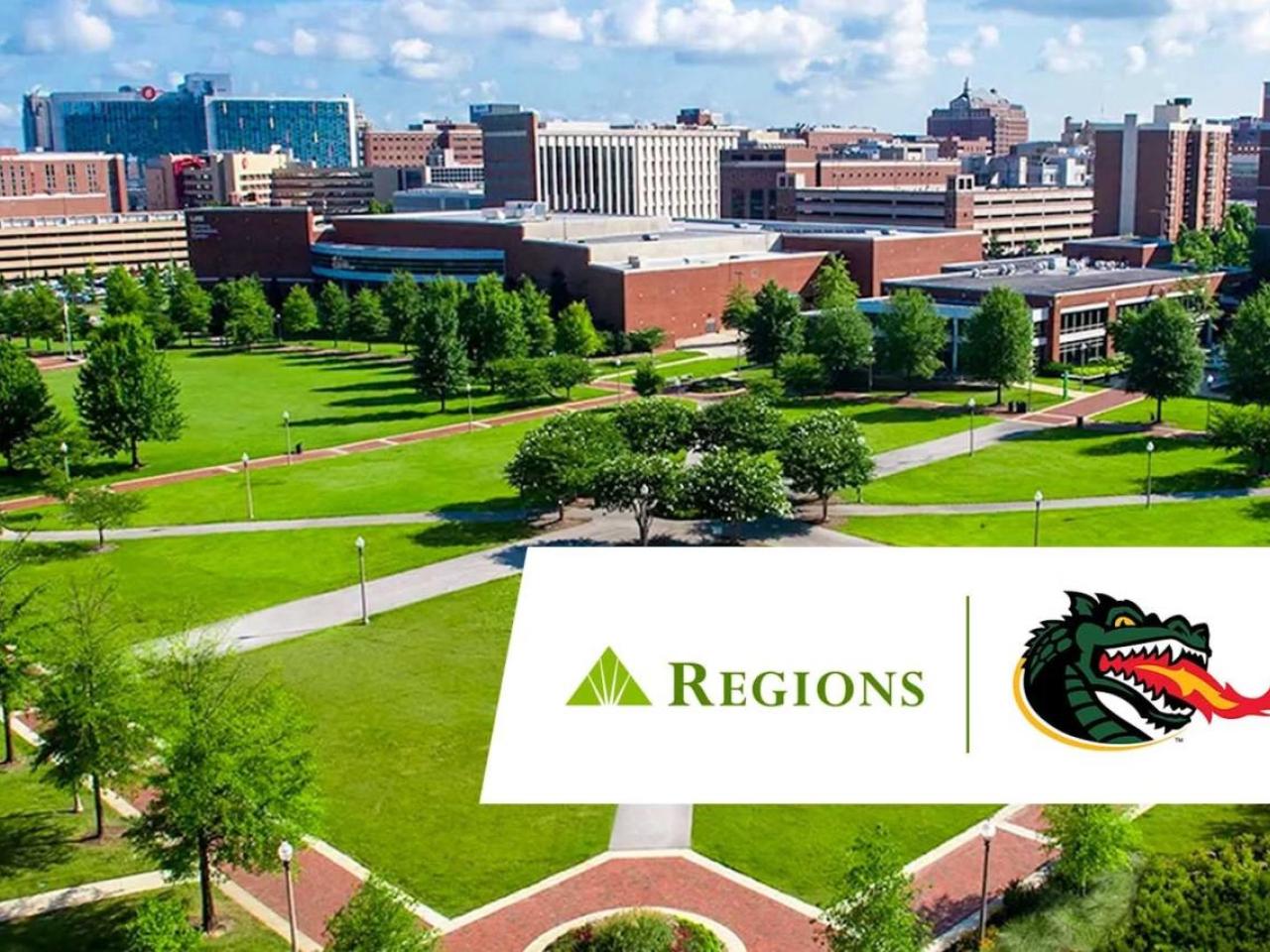 UAB campus with Regions Bank logo