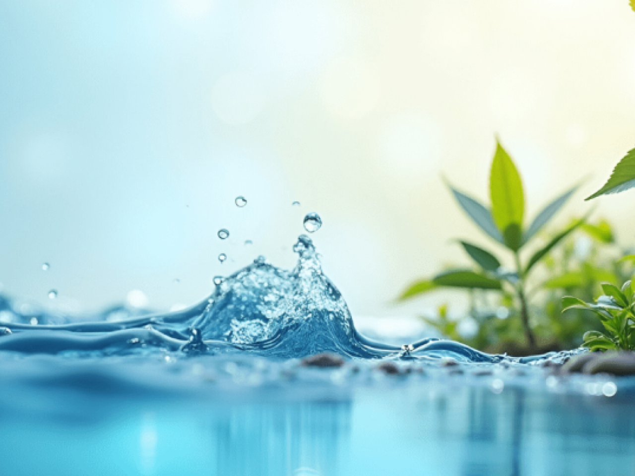 Water with plants on the shore