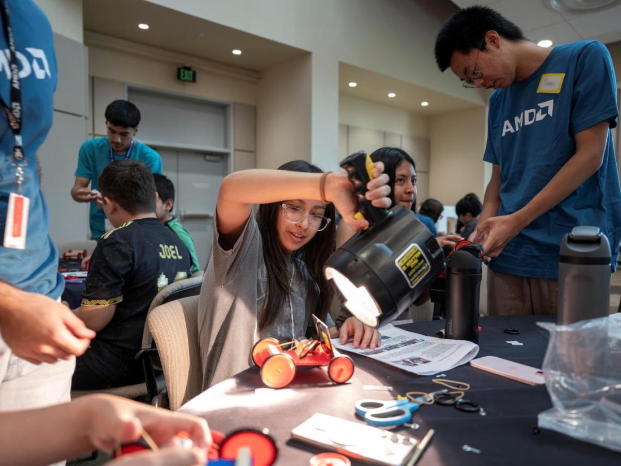 Students working on a project