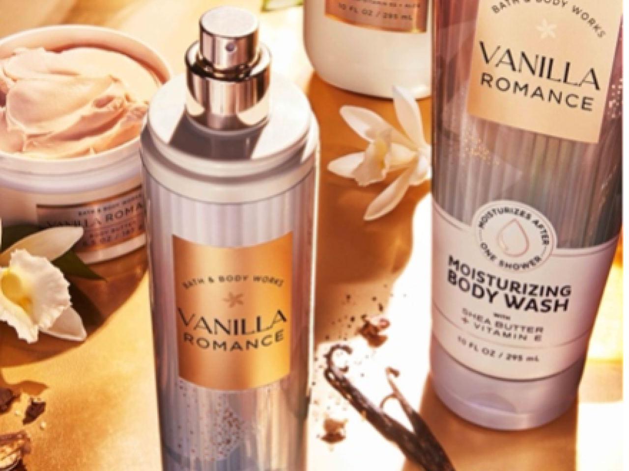 Vanilla-scented Bath & Body Works products