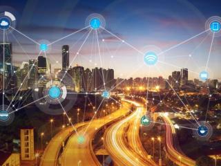 highways and cityscape with data points drawn on