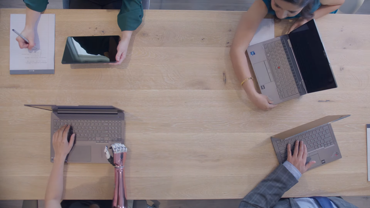 People using laptops on a table 