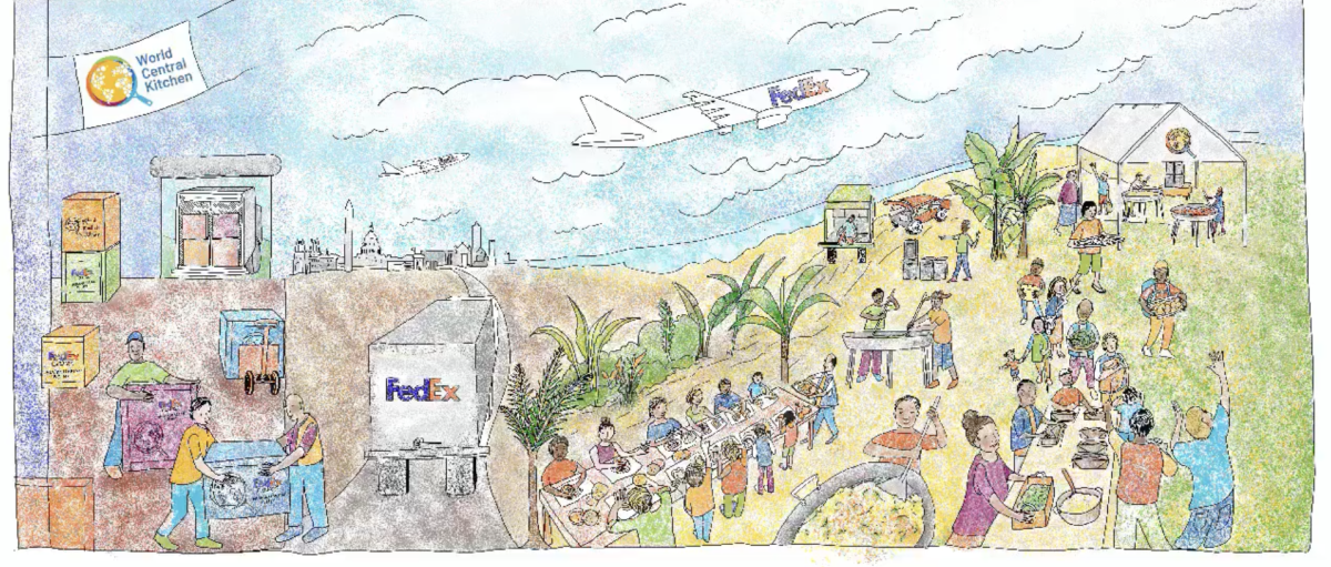World Central Kitchen and FedEx mural