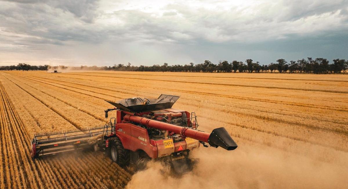 Agricultural machinery in a crop field 