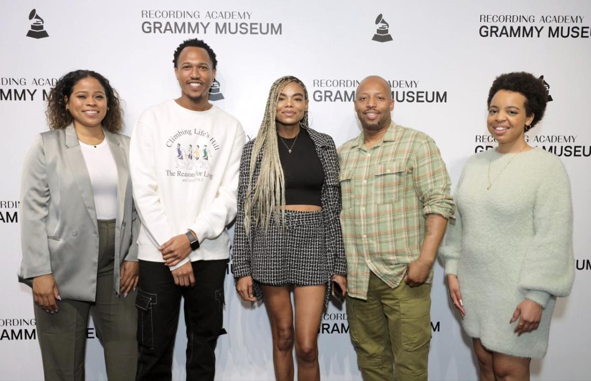 Executives from AEG pose at the The GRAMMY Museum’s LIVE OUT L!VE’s panel.