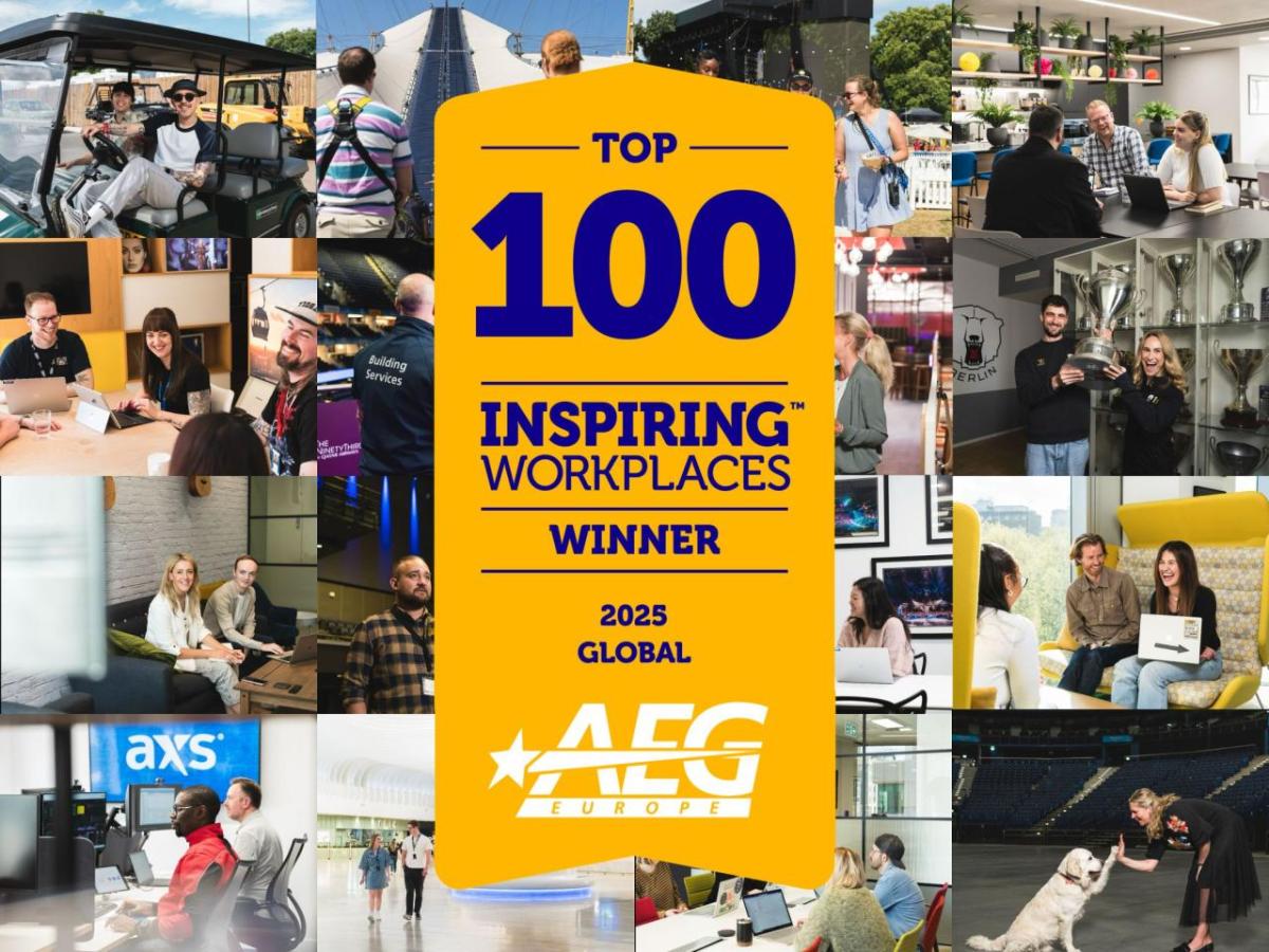 AEG Europe has been named among 2025 Global Top 100 Inspiring Workplaces. AEG Europe has been named among 2025 Global Top 100 Inspiring Workplaces.