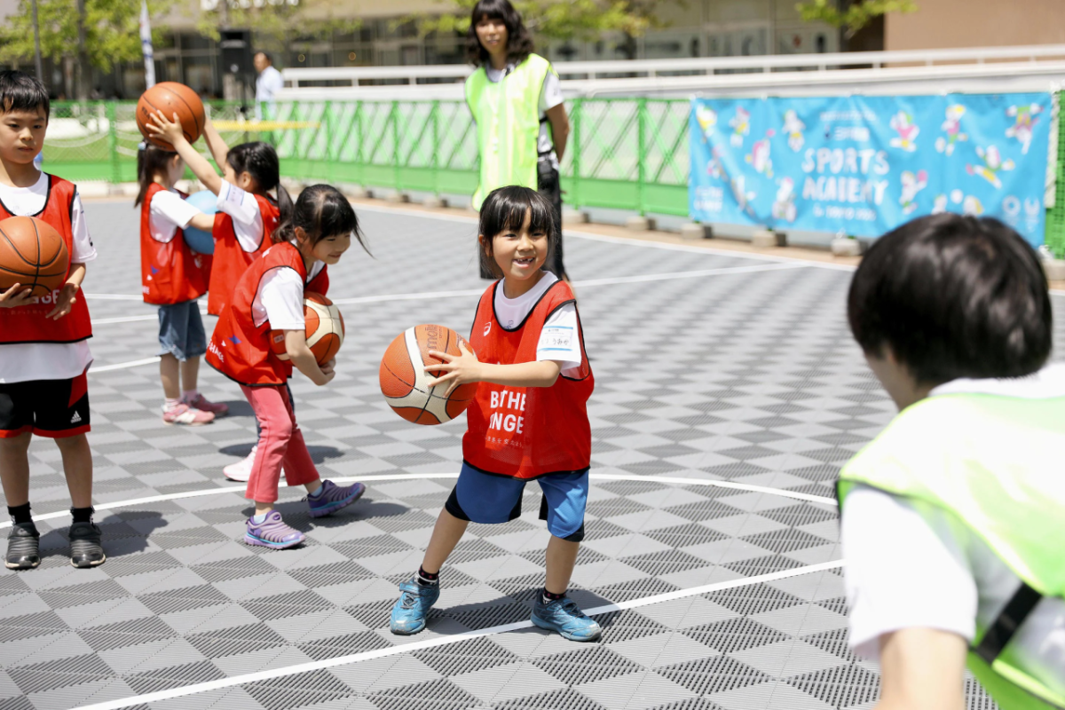 Children playing basketball