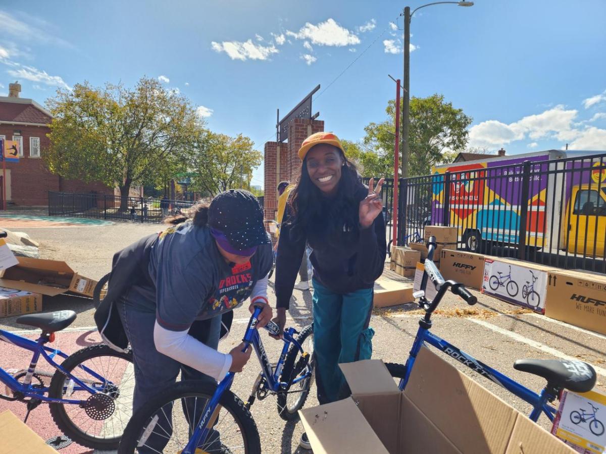 The bikes, which were built onsite, were donated to the entire second grade class at Garden Palace Academy in Denver. (Photo: Jon Angel)