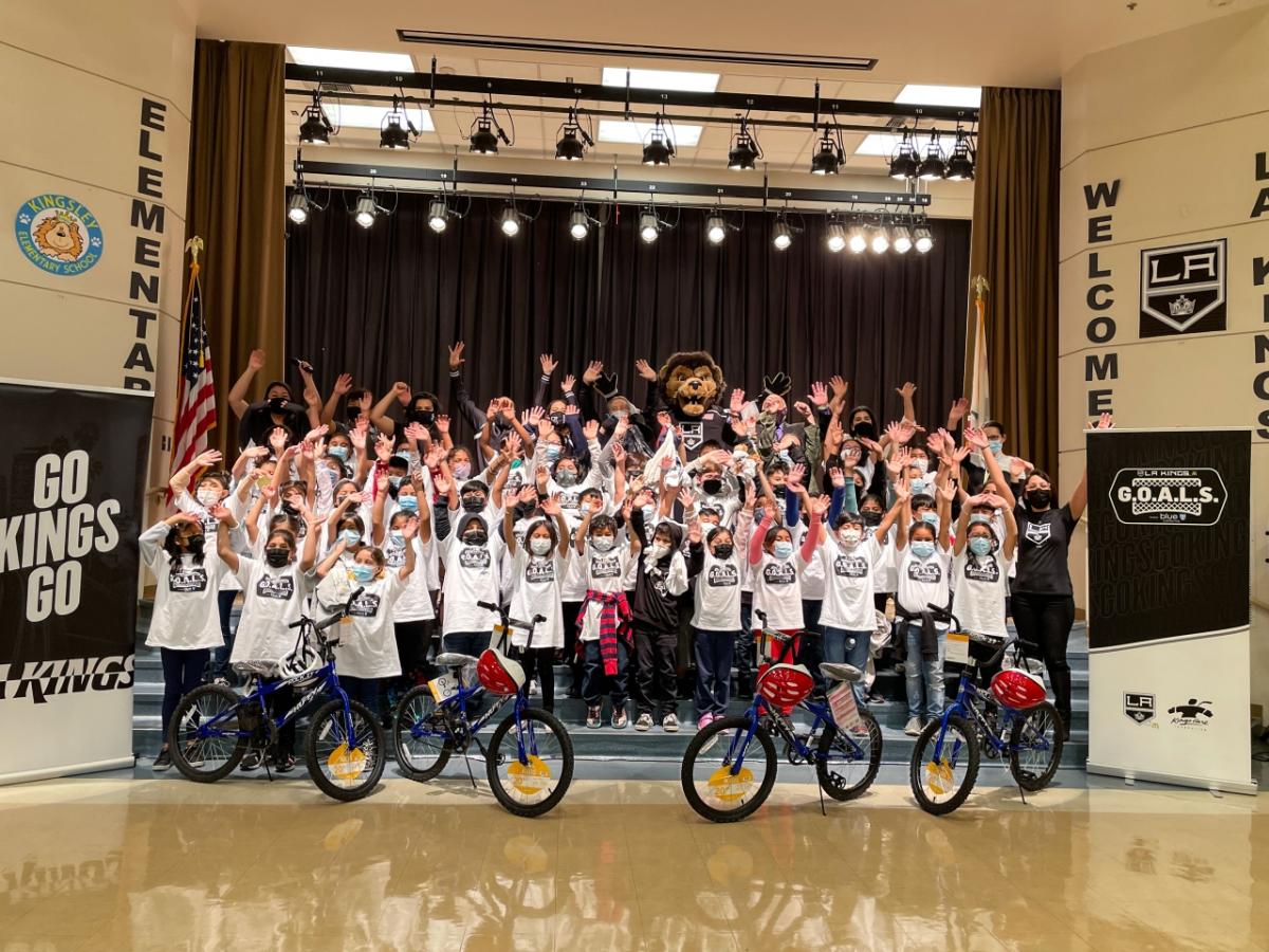 students with their bicycles