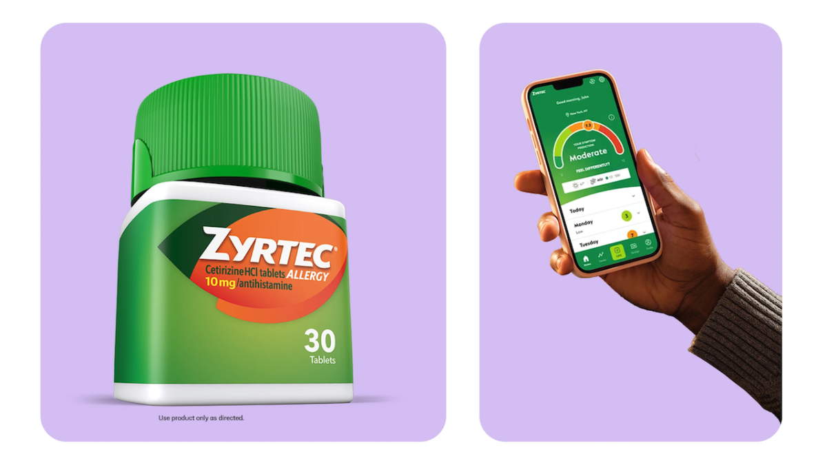 Zyrtec and Zyrtec app shown on an iPhone.