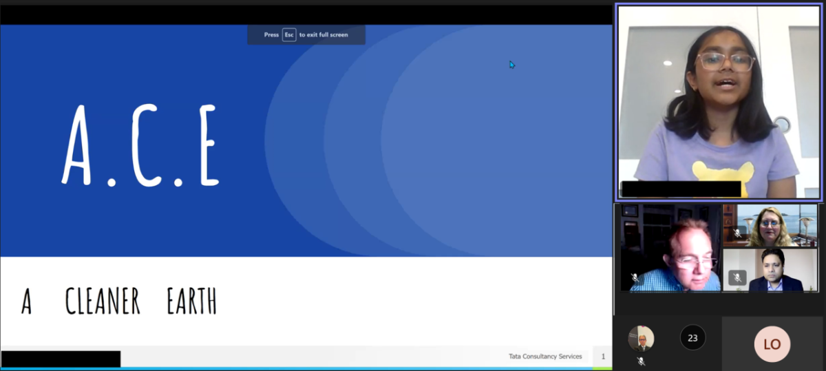 screenshot from TCS" "Global Innovator of the Year" digital meeting  of A.C.E