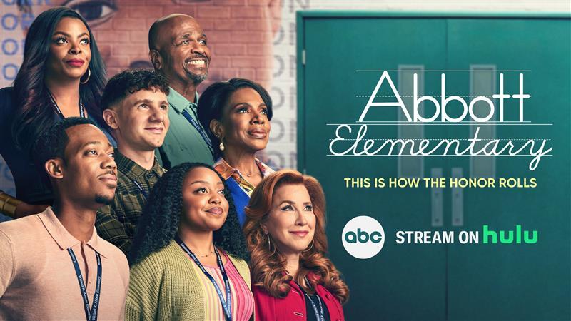 Graphic with "Abbott Elementary" cast reads, "This is how the honor rolls. Stream on Hulu"